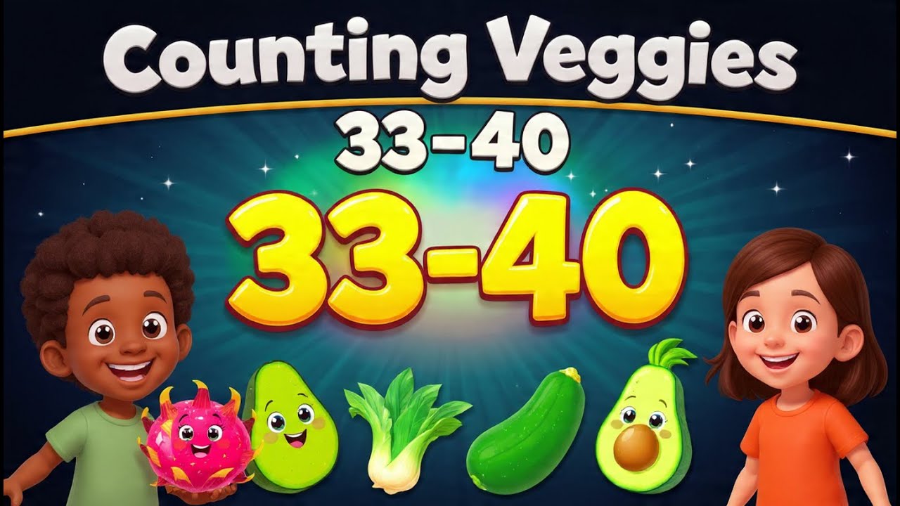 Kids Counting Adventure 33 to 40 🎉 | Colorful Vegetable Learning Rhyme ...
