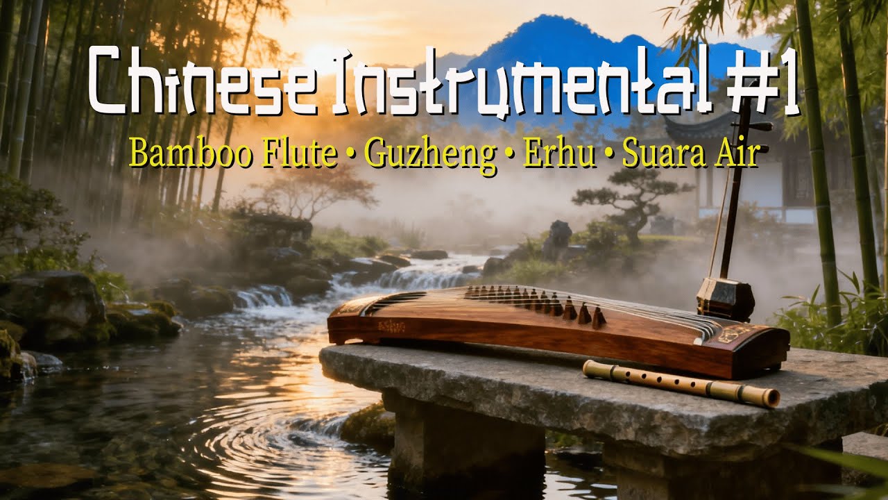 Serene Guzheng & Erhu Music with Soothing Water Sounds | 1 hour Chinese Instrumental for Relaxation