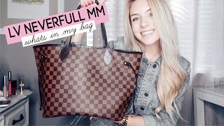 WHATS IN MY BAG | Louis Vuitton Neverfull MM Damier Ebene | Lauren Self