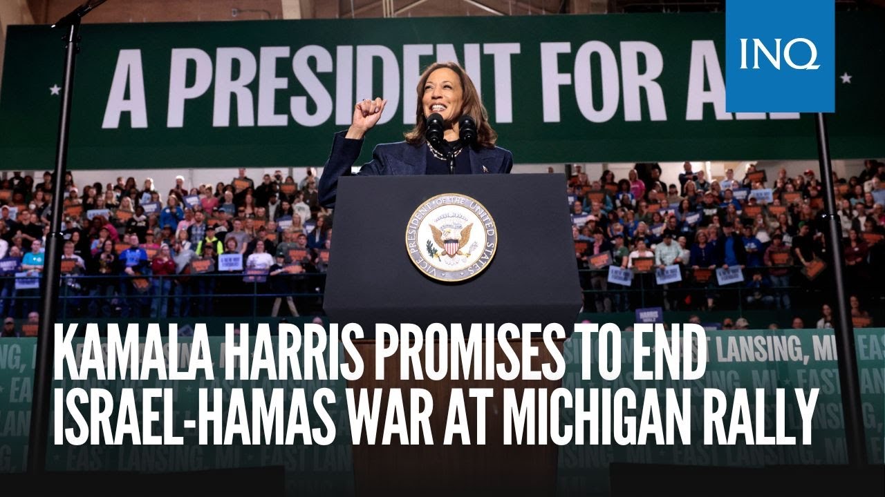 Kamala Harris promises to end Israel-Hamas war at Michigan rally - YouTube
