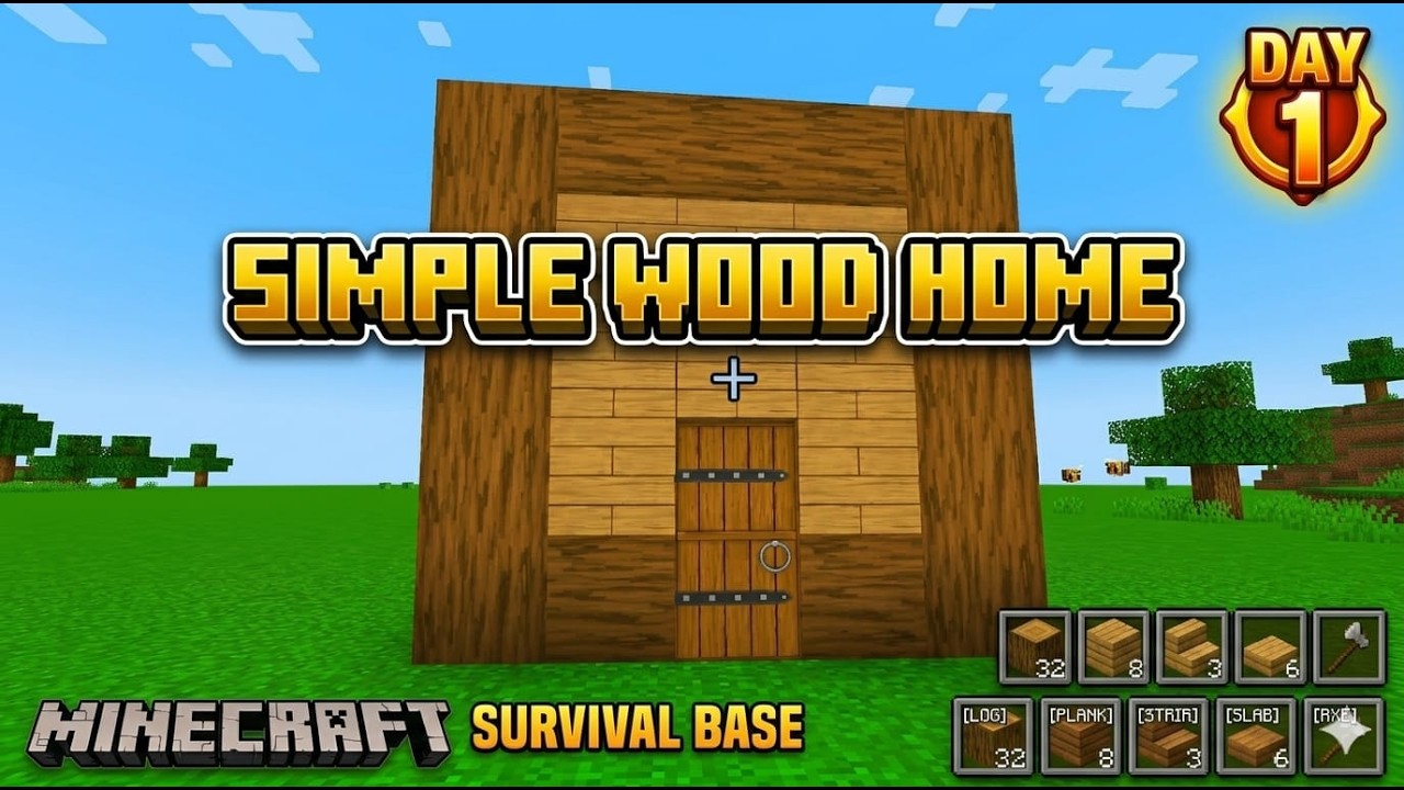 How to Build a Simple Survival House in Minecraft - YouTube