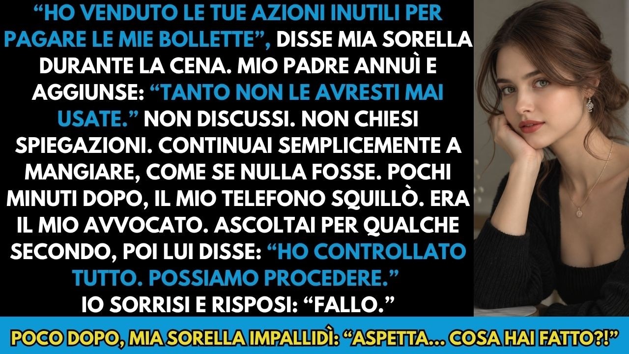 Lunedì mattina ero alla scrivania a Bergamo, sommersa di rapporti, quando il telefono squillò. "Sto verificando un'autorizzazione di transazione. Risulta una liquidazione totale delle sue quote di...