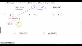 Algebra 1   Function Notation