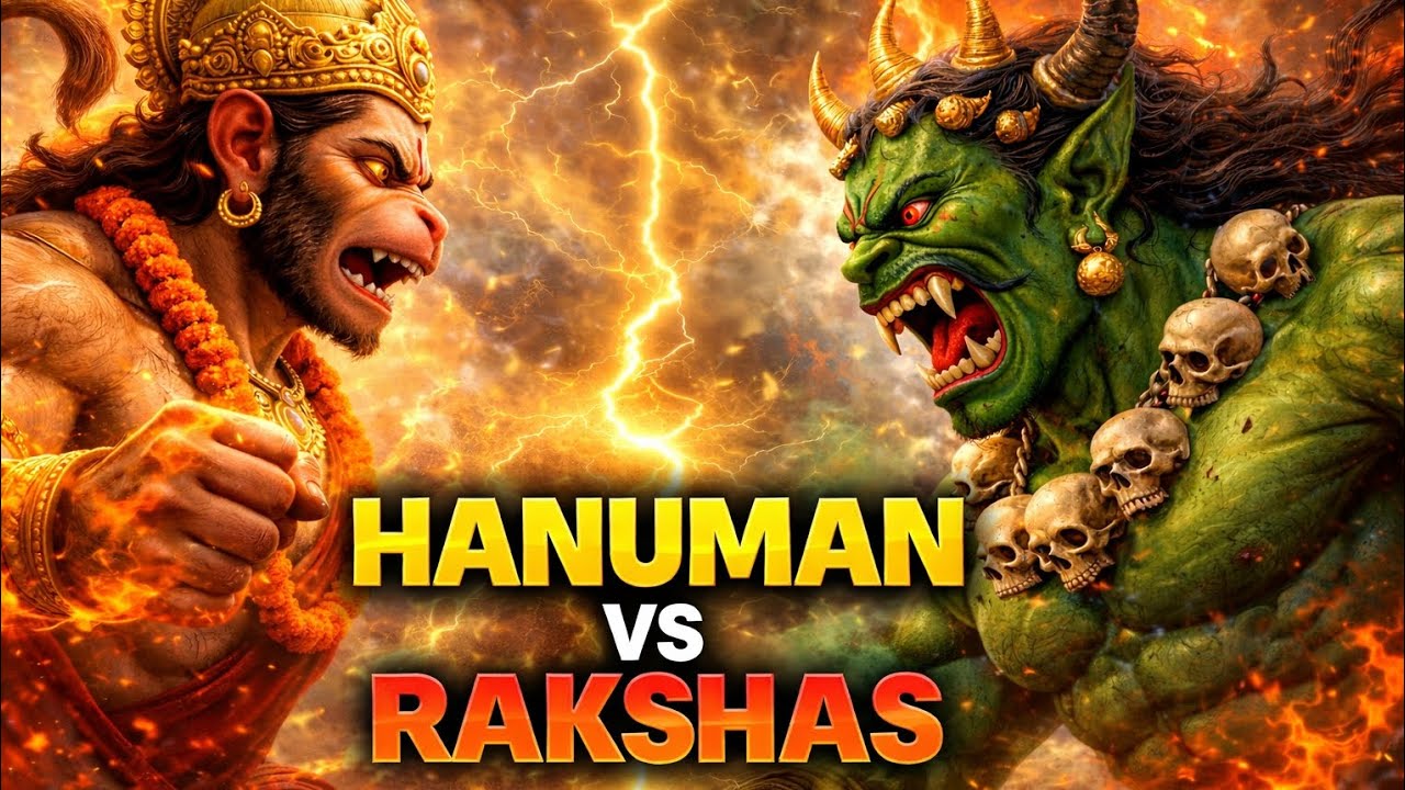 HANUMAN VS RAKSHAS | Epic Mythology Battle | Angry Hanuman Power 