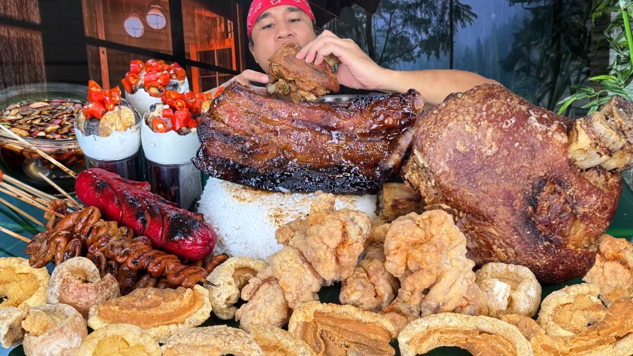 Crispy Pata, Ihaw Street food, Spicy Balut, Chicken Neck and Pork Chicharon Mukbang Pinoy Mukbang