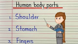 20 Human Body Parts Name in English | Learn body parts | Human body parts name learn and write 