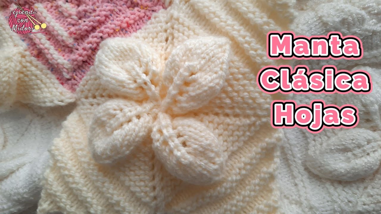 Maravilla de Manta Clásica con hojitas, tejida a dos agujas