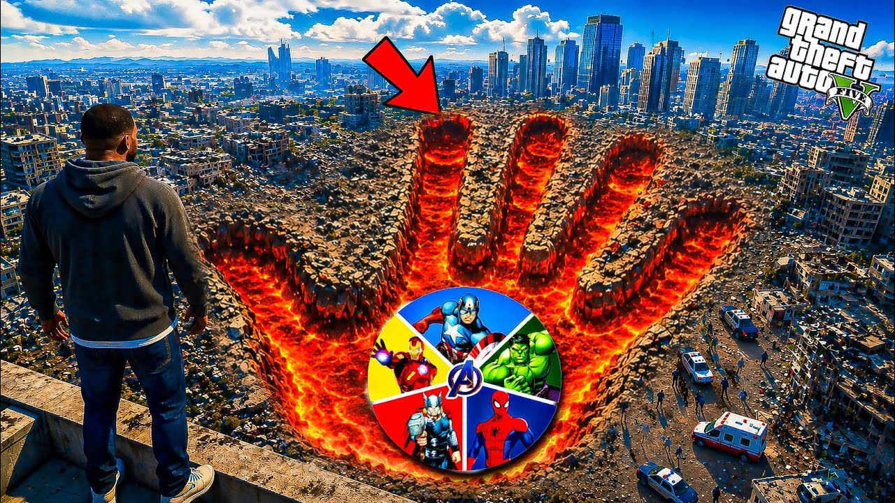 Franklin Found a GIANT Lava Titan Hand Print Near His House| Avengers | GTA 5 Telugu | Dhanu Dino