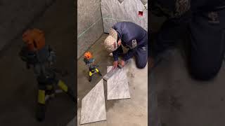 Construction Techniques | Installing ceramic tiles in bathroom​ #shorts