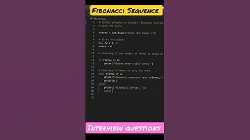 Fibonacci Sequence💕  #most important interviews❤️program questions #short #shorts #video new #coding