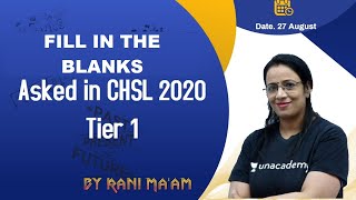 Fill in the blanks asked in SSC CHSL 2020 | Previous Year Questions | Rani Ma'am | Part-2