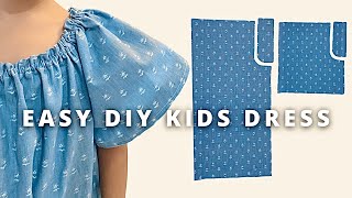 EASY Pattern and way to make kids dress | Elastic Neckline