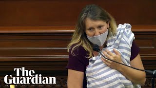 California lawmaker Buffy Wicks brings newborn baby to state assembly floor for vote