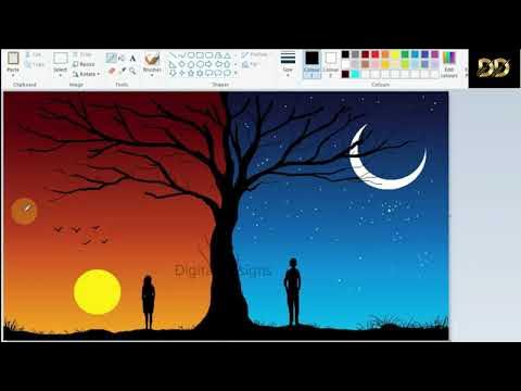 Day and Night Scenery Drawing in MS-Paint | MS Paint | Digital Designs
