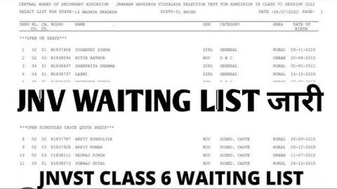 Waiting list की जानकारी मेरे यूट्यूब चैनल navoday vidyalay samiti entrance by Deepak sir पर| JNVST