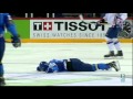 Frankrike - Kazakstan IIHF 2012 - Sasha Treille tacklar Roman Starchenko