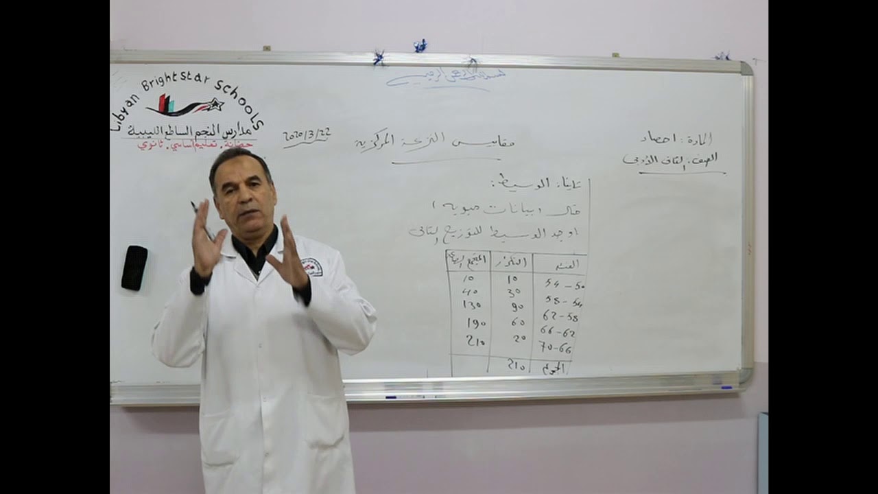 مادة الأحصاء للصف الثاني الثانوي (الأدبي) _ مقاييس النزعة المركزية