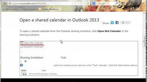 Sharing the Outlook 2013 Calendar