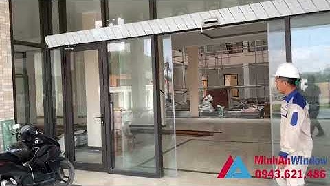 Thi công cửa tự động sảnh lớn khung mặt dựng kính cường lực  - Minh An Window