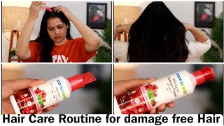 Hair Care Rouitne For Damage Free Hair | Mamaearth Hibicus Damage Repair Oil And Shampoo |Shalini