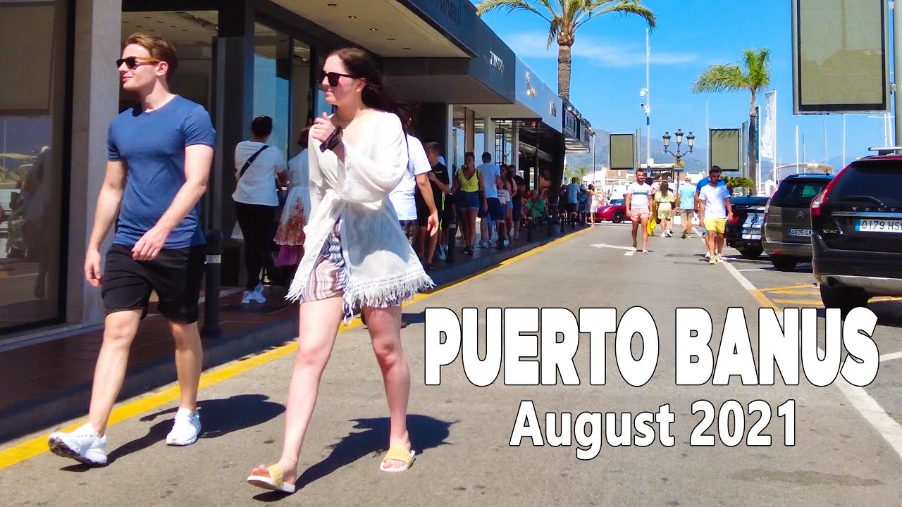 Puerto Banús market day walk in July - Marbella, Costa del Sol immersive  virtual tour 