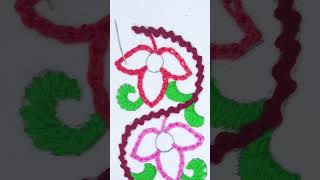 Cute borderline flower embroidery! #shorts #embroidery #cute #diy #tutorial #easy #flowers #handmade