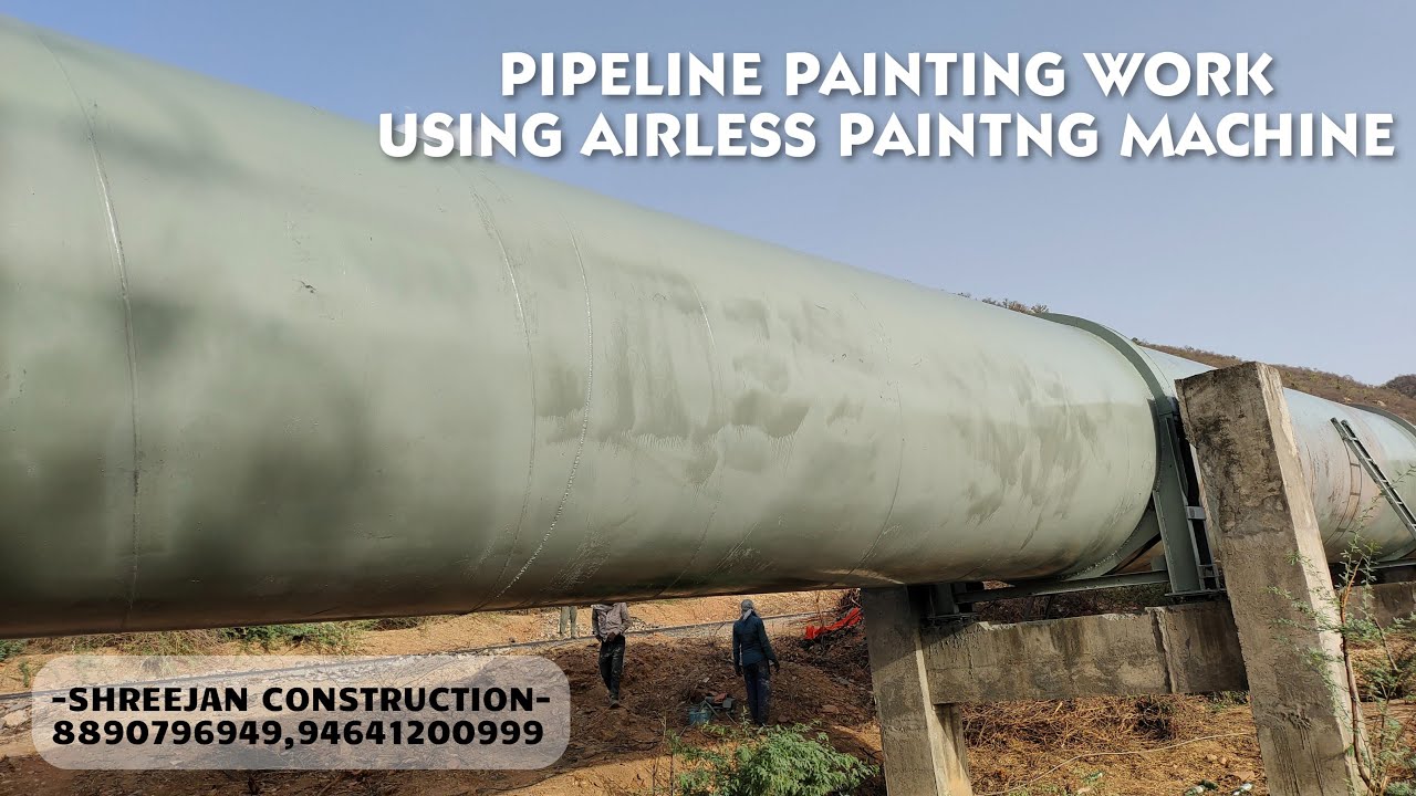 Pipe Line Paint by Airless Machine | GI/MS Pipes Paint work | Pipe Line | Pipe Spray Paint airless