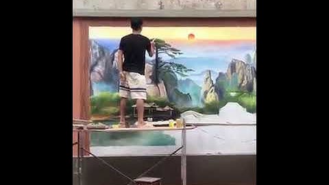 Vẽ tranh tường phong cảnh thủy sơn thủy hữu tình tại Thanh Trì, Hà Nội – Vẽ tranh tường Hà Nội rẻ đẹ