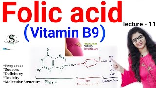 Folic acid (Vitamin B9 ) Sources, Deficiency , Functions, Molecular Structure