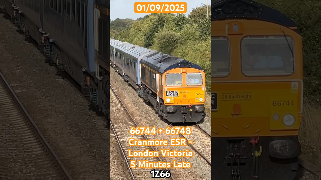 66744 hauls the Britannic Explorer past Bonemill Lane Bridge with a tone