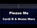 Karaoke♬ Please Me - Cardi B & Bruno Mars【With Guide Melody】 Instrumental, Lyric, BGM