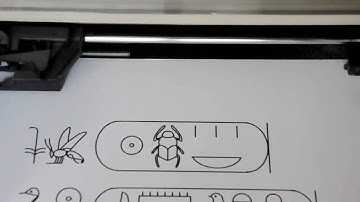 HP ColorPro pen plotter drawing the names of Tutankhamun
