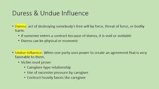 Duress and Undue Influence