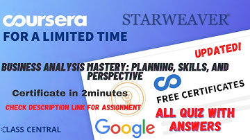 Business Analysis Mastery: Planning, Skills, and Perspective,All Quiz Answers.#coursera #quizanswers