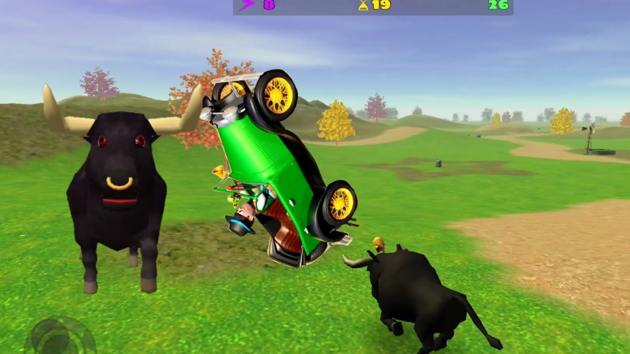 EL POLLITO PIO Y EL FURIOSO TORO CONTRA EL TRACTOR TURBO | TRACTOR VS TORO | GAME OF THE CAR