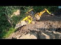 Nearly Roll Down Hill- Backhoe Narrow Escape -JCB Backhoe Loader Video