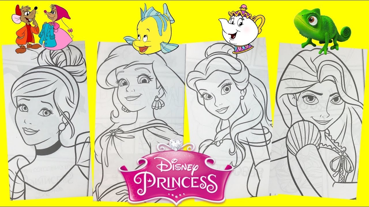 Disney Princess Coloring Book Compilation Belle Cinderella Rapunzel