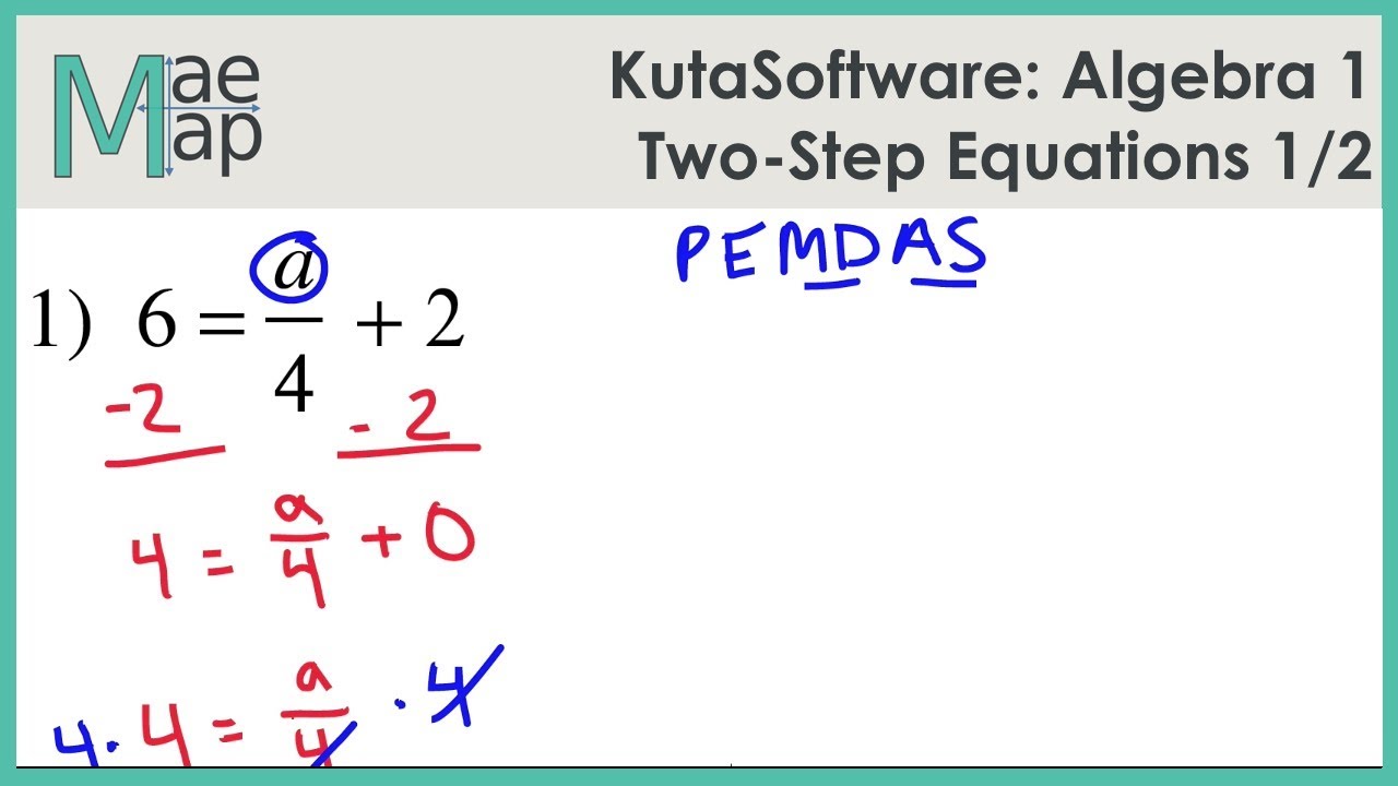 KutaSoftware: Algebra 25 - Two-Step Equations Part 25 For Two Step Equations Worksheet Answers