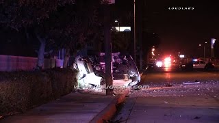 Gardena PD Pursuit Ends in Traffic Collision / Gardena  RAW FOOTAGE