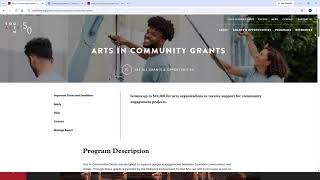 FY27 Arts in Community Grant Portal Demo