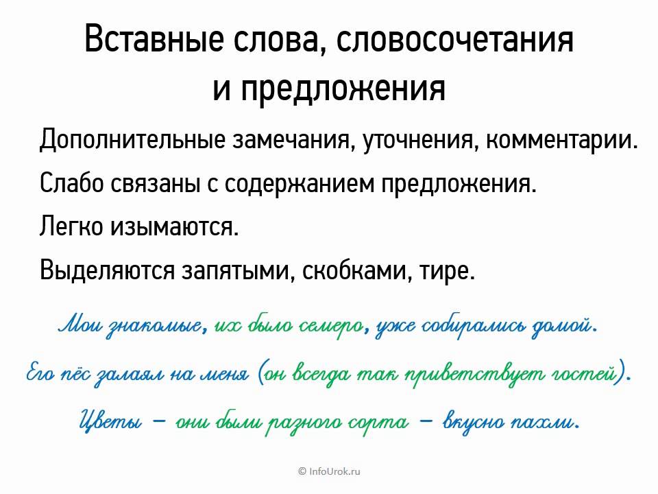 Найди вставные слова словосочетания или предложения