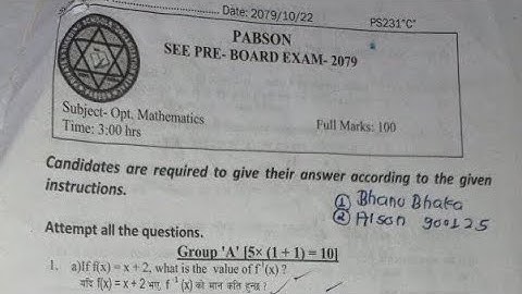 Opt.Math Question  for  SEE 2079 From   PABSON...Sudur Paschim