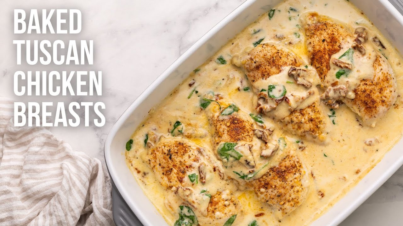 Baked Tuscan Chicken Breasts l The Recipe Rebel - YouTube