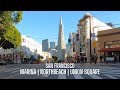 [4K] San Francisco, Golden Gate Bridge, Marina, Lombard St, Northbeach, Russian Hill, Union Square