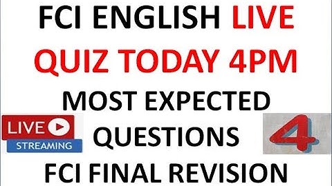 FCI ENGLISH LIVE QUIZ TODAY 4PM || MOST EXPECTED QUESTIONS ||  FCI FINAL REVISION