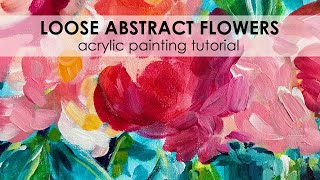 Abstract Flower Acrylic Painting Tutorial. Flower Painting on Canvas with Acrylic Paint Beginner.