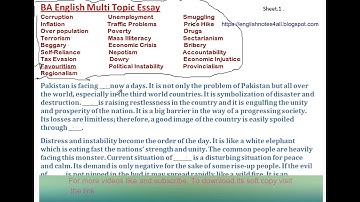 BA English Multi Topic Essay Lecture by Shahid Bhatti