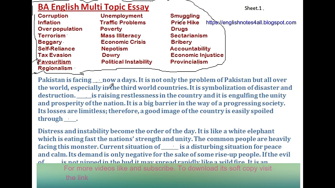 multi topic essay for ba english