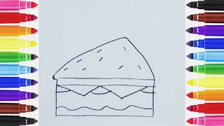 How to Draw and Color a Sandwich 🥪 for kids. Easy Drawing and Coloring for Beginners #drawing #art