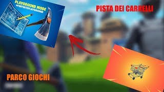 Fortnite Italia PARCO GIOCHI,PISTA CON I CARRELLI LUNGHISSIMA!!!!!!!